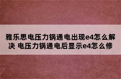 雅乐思电压力锅通电出现e4怎么解决 电压力锅通电后显示e4怎么修